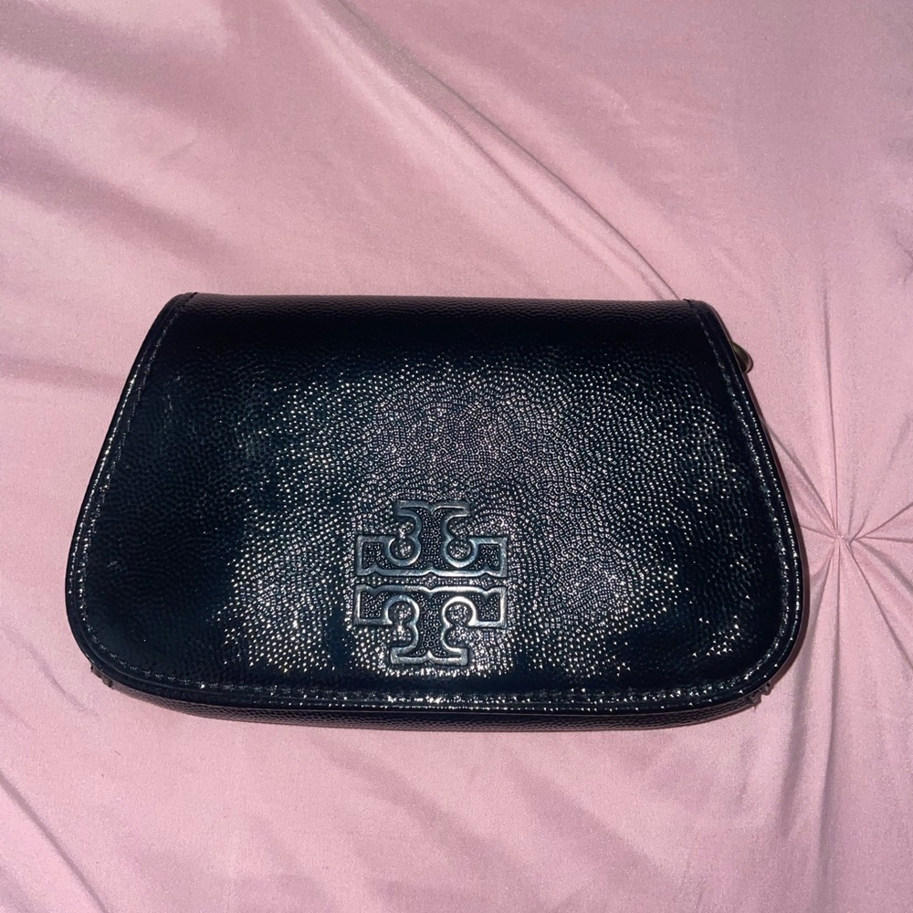 Tory Burch Britten Mini Pebbled Leather Chain Crossbody Bag